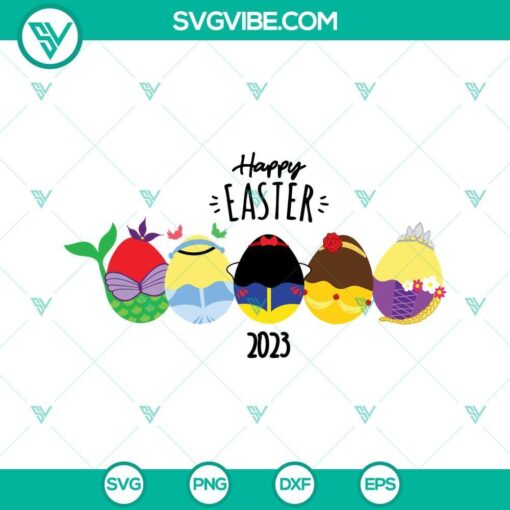 happy easter 2023 princess easter eggs svg disney princess easter svg easter girl svg png dxf eps 3 mockup