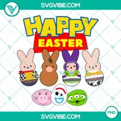 Easter Toy Story characters as bunnies and Peeps in PNG format for download. Happy Easter theme.
