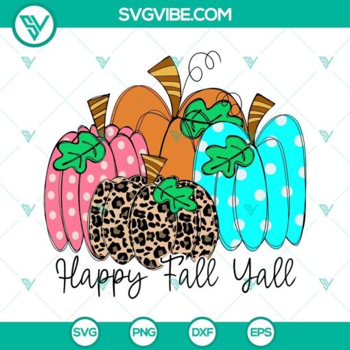 happy fall yall svg cute fall pumpkin svg png dxf eps silhouette vector clipart 3 mockup