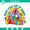 Colorful Happy First Day of School Kindergarten SVG Files and Grade SVG File perfect for Back To School crafts and projects.