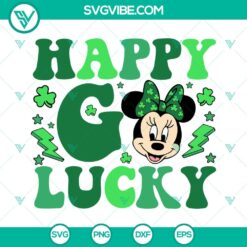 Happy Go Lucky Minnie SVG Image, Shamrock Clover SVG Images, Disney Mouse St