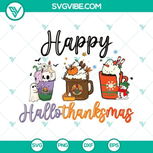 happy hallothanksmas coffee svg christmas coffee svg thanksgiving svg halloween coffee latte svg 8 mockup