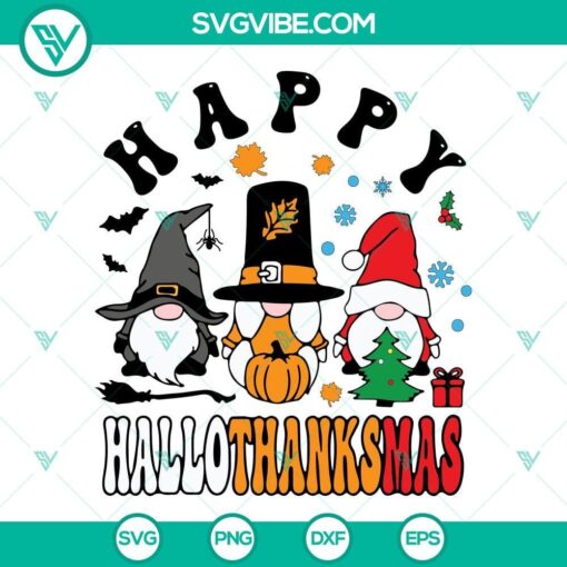 happy hallothanksmas gnome svg halloween svg thanksgiving svg christmas svg 4 mockup