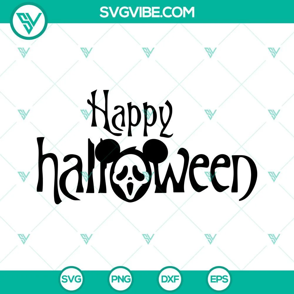 Disney, Halloween, SVG Files, Happy Halloween SVG Image, Mickey Head Ghost Face 1