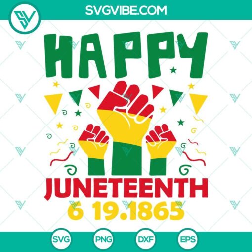 happy juneteenth svg raised fist hand svg june 19th svg black history svg png dxf eps 10 mockup