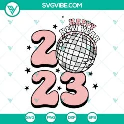 SVG Files, Trending, Happy New Year 2023 SVG Images, 2023 New Year Disco Ball 2