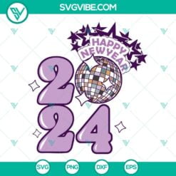 Happy New Year, SVG Files, Happy New Year 2024 SVG Files, 2024 Disco Ball SVG 8