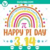 Colorful Pi Day SVG images with 3.14 Pi rainbow design for Cricut, featuring SVG, PNG, DXF, and EPS file formats.