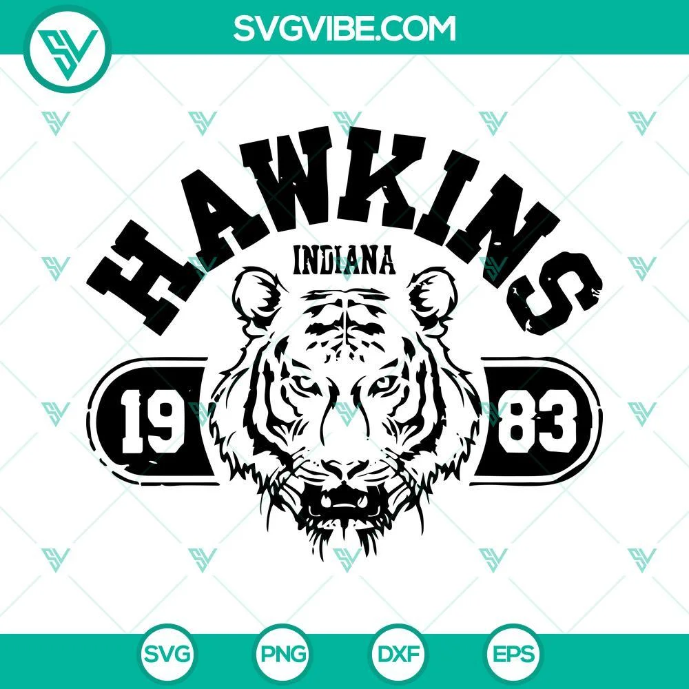 Movies, SVG Files, Hawkins Indiana 1983 SVG Download, Hawkins Tigers Stranger 1