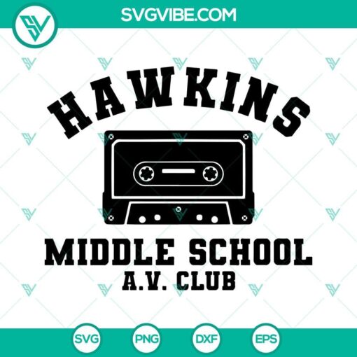 hawkins middle school av club stranger things svg png dxf eps cricut silhouette 6 mockup