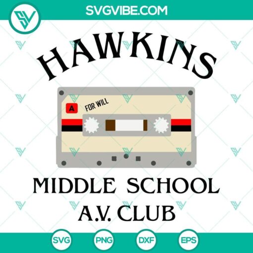 hawkins middle school av club svg stranger things cassette tape svg 1 mockup