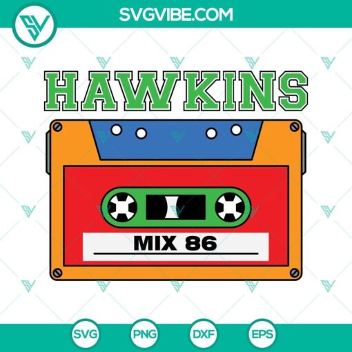 hawkins mix 86 svg hawkins high school svg stranger things svg 80 s music mixtape svg 7 mockup