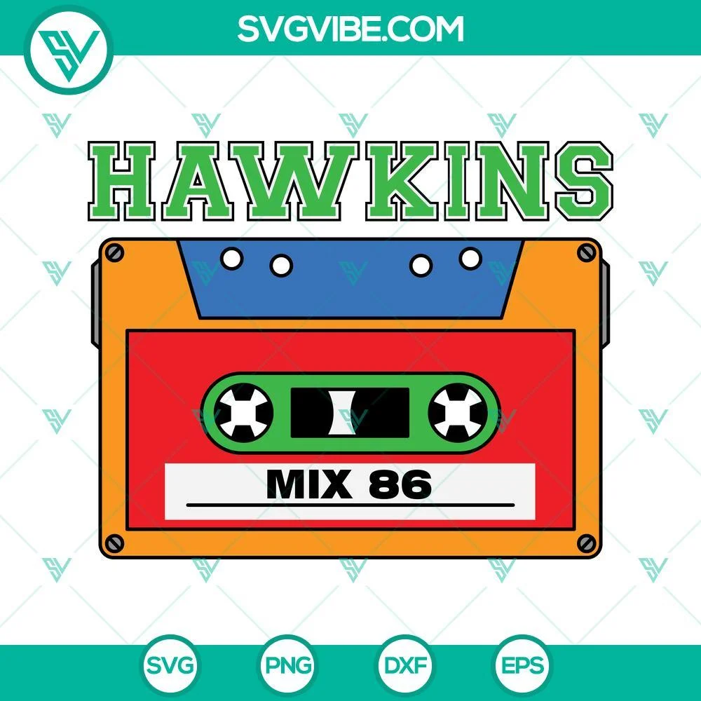 Movies, SVG Files, Hawkins Mix 86 SVG File, Hawkins High School SVG Download, 1