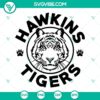 Hawkins Tigers SVG files featuring Stranger Things 4 logo and Hawkins High School emblem. Perfect for fans of the show.
