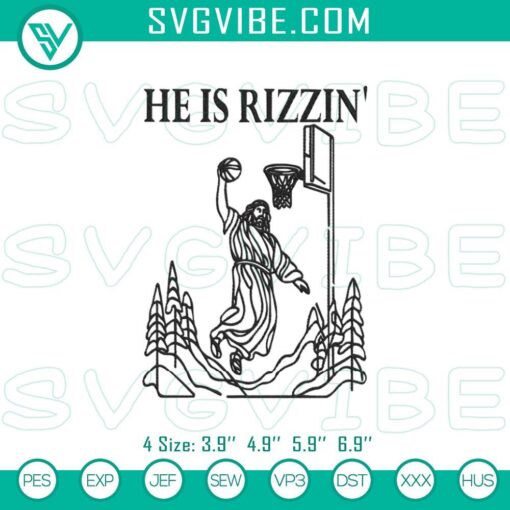 he is rizzin embroidery designs funny jesus basketball embroidery files mockup