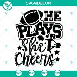 Sports, SVG Files, He Plays She Cheers SVG Image, Football Cheerleaders SVG 2