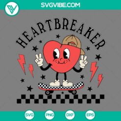 Musics, SVG Files, Heart Breaker SVG Image, Heart Skateboard SVG Download PNG 4