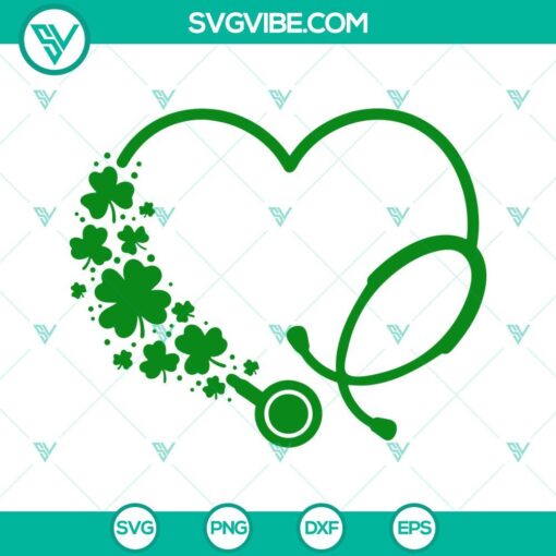 heart stethoscope shamrocks svg lucky nurse svg st patrick s day svg png dxf eps cut files 1 mockup 1