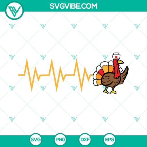 heartbeat turkey nurse svg funny nurse thanksgiving svg png dxf eps files 8 mockup