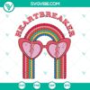 Heartbreaker Valentine SVG with rainbow sunglasses heart design for Valentines Day decoration.