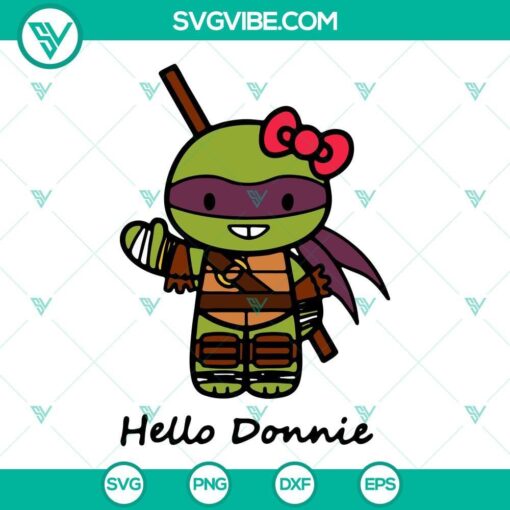 hello donnie svg hello kitty donatello ninja turtles svg png dxf eps cricut 10 mockup