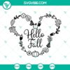 Disney Mickey Head Hello Fall Pumpkin SVG, Autumn-themed SVG images with Mickey Mouse head design for crafting and decor.