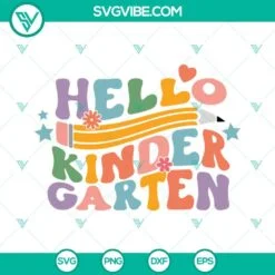 School, SVG Files, Hello Kindergarten SVG Download, Retro Kindergarten SVG 2