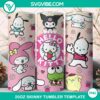 Hello Kitty and Friends themed 20oz tumbler wrap design PNG file for digital use.
