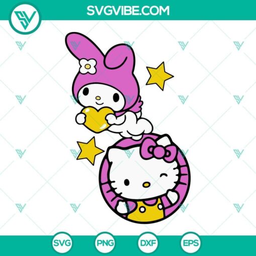 hello kitty and friends svg kuromi svg my melody svg sanrio cartoon svg kawaii kitty cat svg png dxf eps 7 mockup