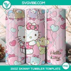 20oz Skinny Tumbler Template, Hello Kitty And Teddy Bear 20oz Tumbler Wrap PNG 2