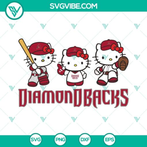 hello kitty arizona diamondbacks baseball svg png dxf eps 9 mockup