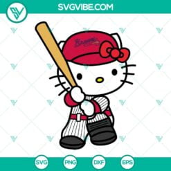 Baseball, Sports, SVG Files, Hello Kitty Atlanta Braves SVG File, Kitty Braves 6