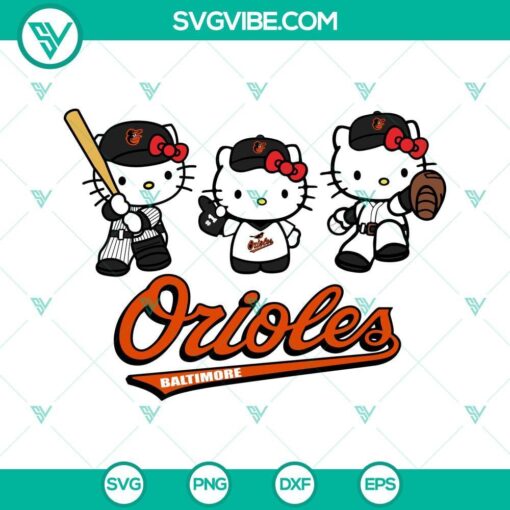 hello kitty baltimore orioles baseball svg png dxf eps 1 mockup