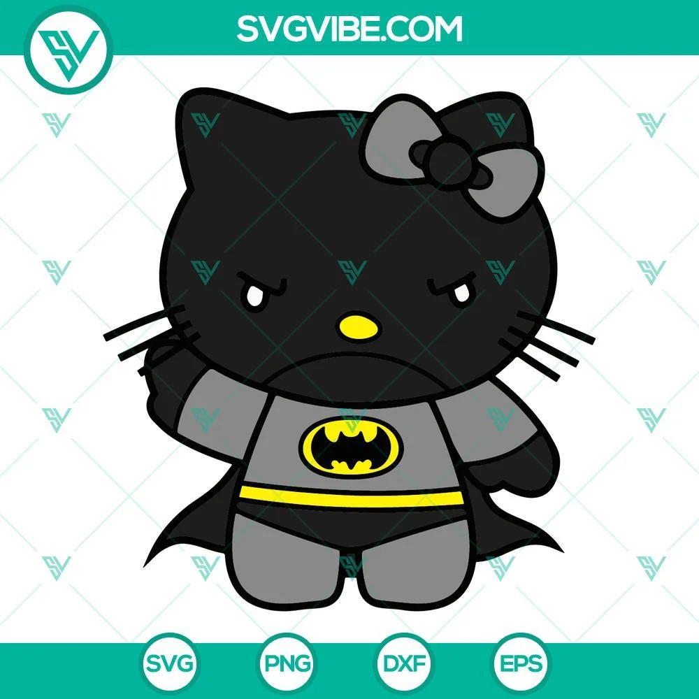 Movies, SVG Files, Hello Kitty Batman SVG File, Hello Kitty Super Hero SVG 1