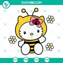 Cartoons, SVG Files, Hello Kitty Bee SVG File, Sanrio SVG Download, Kawaii Cat 2