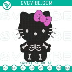 Embroidery Designs, Halloween Embroidery Designs, Hello Kitty Black Skeleton 13