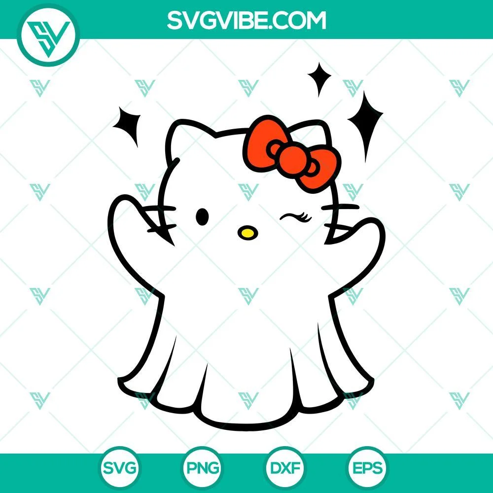 Halloween, SVG Files, Hello Kitty Boo Ghost Halloween SVG Images PNG DXF EPS 1