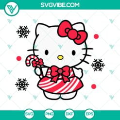 Cartoons, Christmas, SVG Files, Hello Kitty Candy Cane Christmas SVG Files PNG 2