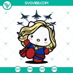 Movies, SVG Files, Hello Kitty Captain Marvel SVG Download, Hello Captain SVG 2