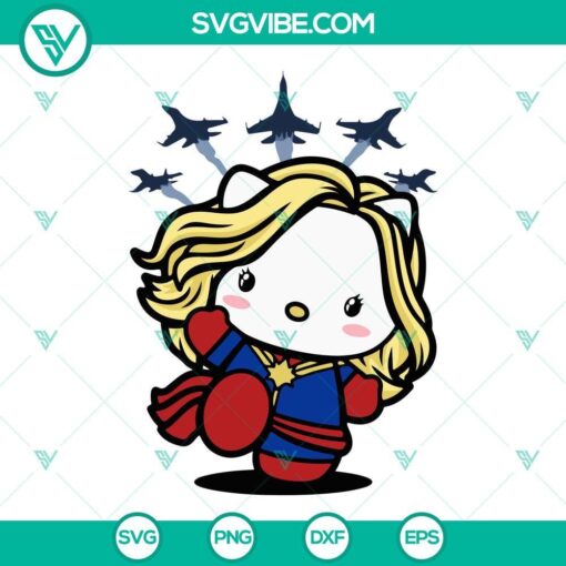 hello kitty captain marvel svg hello captain svg marvel super hero svg png dxf eps 7 mockup