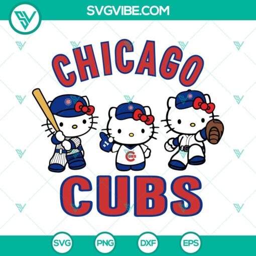 hello kitty chicago cubs baseball svg png dxf eps 4 mockup