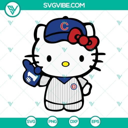 hello kitty chicago cubs svg kawaii kitty baseball svg png dxf eps digital files 4 mockup