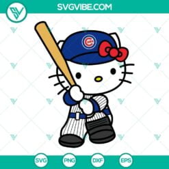 Baseball, Sports, SVG Files, Hello Kitty Chicago Cubs SVG Image, Kitty Cubs SVG 3