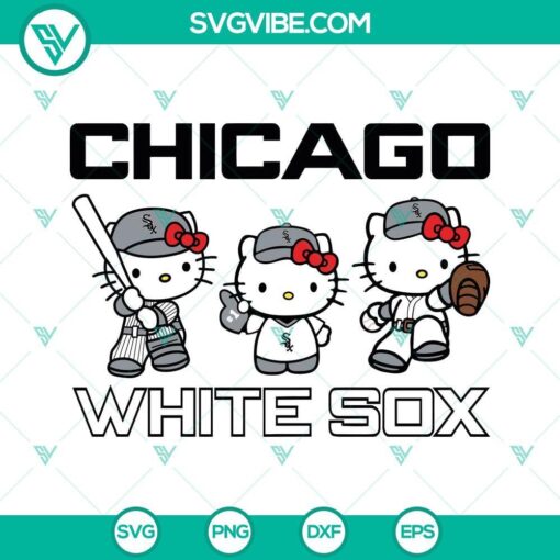 hello kitty chicago white sox baseball svg png dxf eps 7 mockup