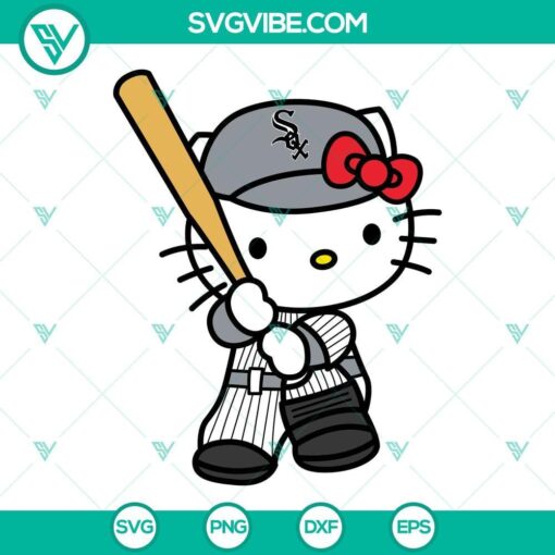 hello kitty chicago white sox svg kitty white sox svg png dxf eps 7 mockup