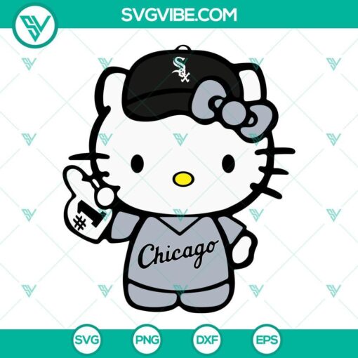 hello kitty chicago white sox svg png kitty cat chicago white sox baseball svg hello kitty mlb svg png dxf eps 9 mockup