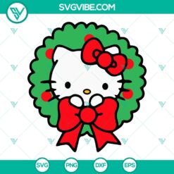 Cartoons, Christmas, SVG Files, Hello Kitty Christmas Wreath SVG Download PNG 2