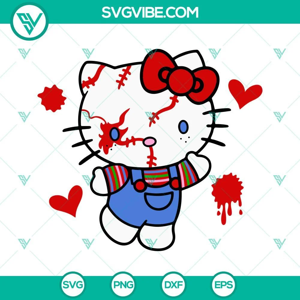 Cartoons, Halloween, SVG Files, Hello Kitty Chucky SVG Images, Kitty Halloween 1