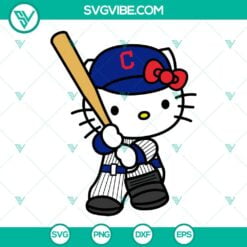 Baseball, Sports, SVG Files, Hello Kitty Cleveland Guardians SVG File, Kitty 1