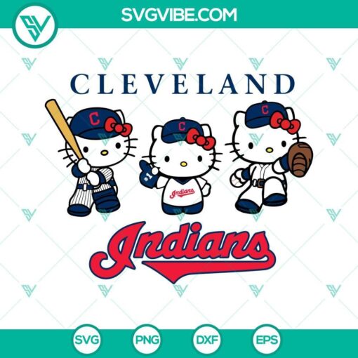 hello kitty cleveland indians baseball svg png dxf eps 8 mockup